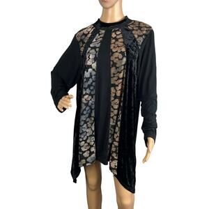 Logo Lavish By Lori Goldstein Plus Size Black Velvet Burnout Tunic Size 1X Fall